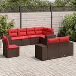 vidaXL Salon de jardin 8 Pièces avec coussins marron résine tressée