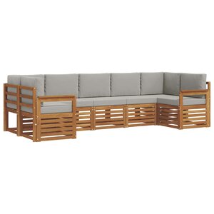 vidaXL Ensemble de canapé d'angle 7 Pièces Gris Naturel et Clair