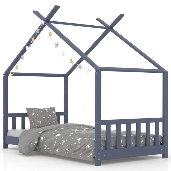 vidaXL Cadre de lit d'enfant Gris Bois de pin massif 80x160 cm