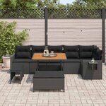 vidaXL Ensemble de canapé de jardin 9 Pièces Noir polyrotin