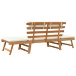 vidaXL Banc de jardin avec coussins 2-en-1 190 cm Bois solide d'acacia