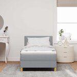 vidaXL Lit à ressorts avec matelas & LED Gris Clair 100x200 cm Tissu