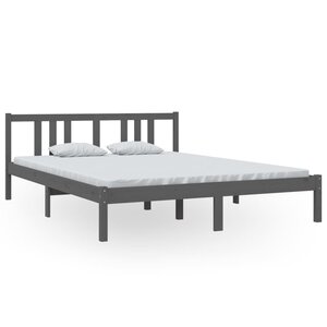 vidaXL Cadre de lit sans matelas gris bois massif 150x200 cm
