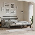 vidaXL Cadre de lit métal sans matelas avec tête de lit noir 183x203cm