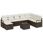 vidaXL Ensemble de canapé de jardin 9 pièces en poly rattan avec des coussins marron.