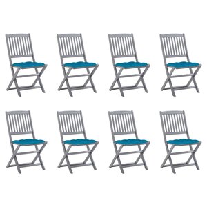 vidaXL Chaises pliables d'extérieur lot de 8 et coussins Bois d'acacia