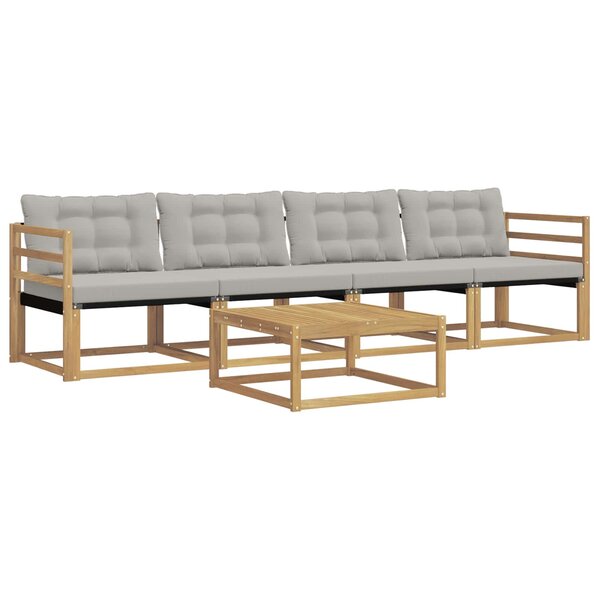 vidaXL Ensemble de canapés d'extérieur 5 Pièces Blanc et gris clair