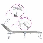 vidaXL Transat 2-personne 2 Pièces Gris 58 x 188 x 77cm tissu