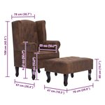 vidaXL Fauteuil Chesterfield et repose-pieds Marron Similicuir daim
