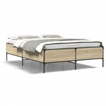 vidaXL Cadre de lit chêne sonoma 160x200 cm bois d'ingénierie et métal