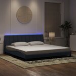 vidaXL Cadre de lit avec lumières LED gris foncé 200x200 cm velours