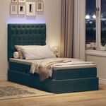 vidaXL Lit de rangement LED avec matelas Vert foncé 90 x 200 cm