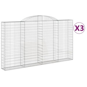 vidaXL Paniers à gabions arqués 3 Pièces 300x30x160/180 cm fer galvanisé