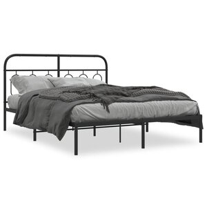 vidaXL Cadre de lit métal sans matelas avec tête de lit noir 140x200cm