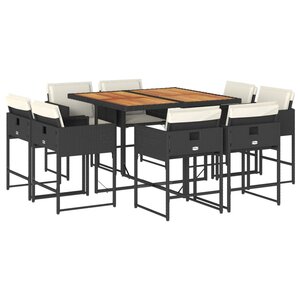vidaXL Ensemble à manger de jardin 9Pièces coussins noir résine tressée