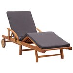 vidaXL Chaise longue avec coussin bois d'acacia solide