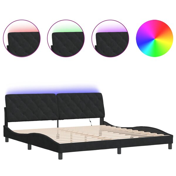 vidaXL Cadre de lit avec LED sans matelas noir 200x200 cm velours
