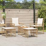 vidaXL Ensemble de meubles d'extérieur 5 Pièces Blanc Naturel et Crème