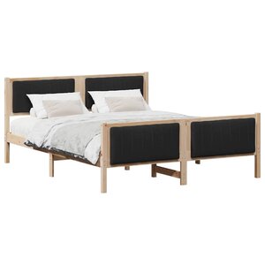 vidaXL Cadre de lit Marron et noir 160 x 200 cm Bois massif en pin