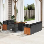 vidaXL Ensemble de canapé de jardin avec coussin 10 Pièces Noir