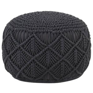 vidaXL Pouf fait à la main en macramé Anthracite 45x30 cm Coton