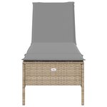 vidaXL Ensemble de chaises longues avec coussins 3Pièces beige poly rotin