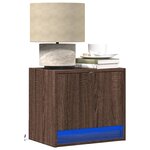 vidaXL Table de chevet murale avec lumières LED chêne marron