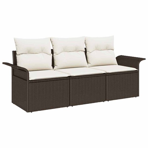 vidaXL Ensemble de canapé de jardin 3 Pièces Marron 196 x 62 x 85cm