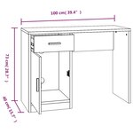 vidaXL Bureau avec tiroir et armoire Chêne fumé 100x40x73 cm