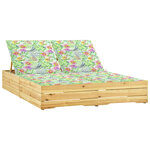vidaXL Chaise longue double avec coussins motif feuilles Pin imprégné