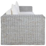 vidaXL Canapé à 3 places avec coussins Gris Rotin naturel