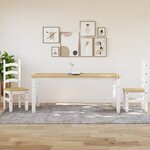 vidaXL Table à manger Corona blanc 180x90x75 cm bois massif de pin