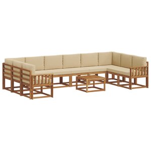 vidaXL Ensemble de canapés d'extérieur 11 pc Naturel et Beige
