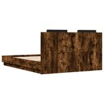 vidaXL Cadre de lit tête de lit et lumières LED chêne fumé 120x200 cm