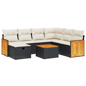 vidaXL Salon de jardin 8 Pièces avec coussins noir résine tressée