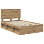 vidaXL Cadre de lit Chêne artisan 135 x 190 cm Bois de pin massif