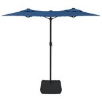 vidaXL Parasol de jardin à double tête avec LED bleu azuré 316x145 cm