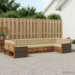 vidaXL Ensemble de canapés d'extérieur 7 Pièces Naturel et Beige