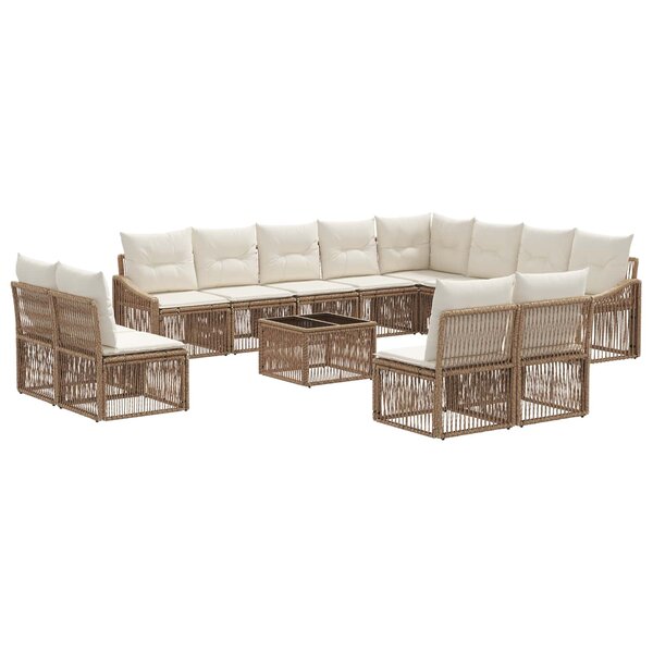 vidaXL Ensemble de canapé de jardin 13 Pièces Beige polyrotin