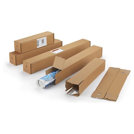 Tube carton carré brun à fermeture adhésive 105x430 mm (lot de 10)