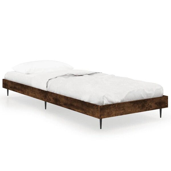vidaXL Cadre de lit chêne fumé 75x190 cm bois d'ingénierie