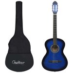 vidaXL Jeu de guitare classique de débutant 12 Pièces Bleu 4/4 39"