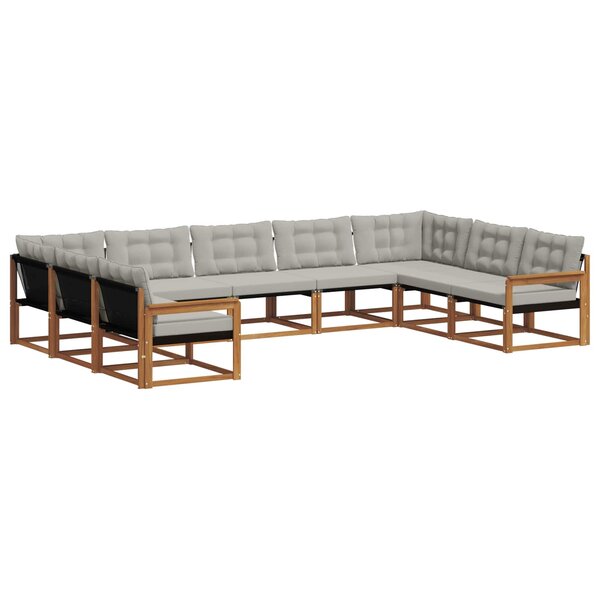 vidaXL Ensemble de canapés d'extérieur 9 Pièces Gris Naturel et Clair