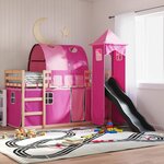 vidaXL Lit superposé sans matelas avec toboggan et rideaux 80x200 cm