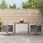 vidaXL Ensemble à manger de jardin 3 Pièces coussins gris résine tressée