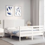 vidaXL Cadre de lit sans matelas blanc 120x200 cm bois massif