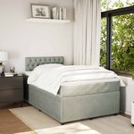 vidaXL Sommier à lattes de lit et matelas Gris clair 120x200cm Velours