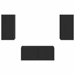 vidaXL Ensemble meuble TV Montage mural 2 Pièces Noir Bois d'ingénierie