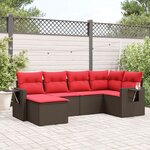vidaXL Salon de jardin 6 Pièces avec coussins marron résine tressée