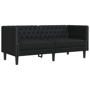 vidaXL Canapé à 2 places Chesterfield noir similicuir